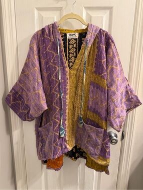 Reversible Kantha Hoodie Tunic Top